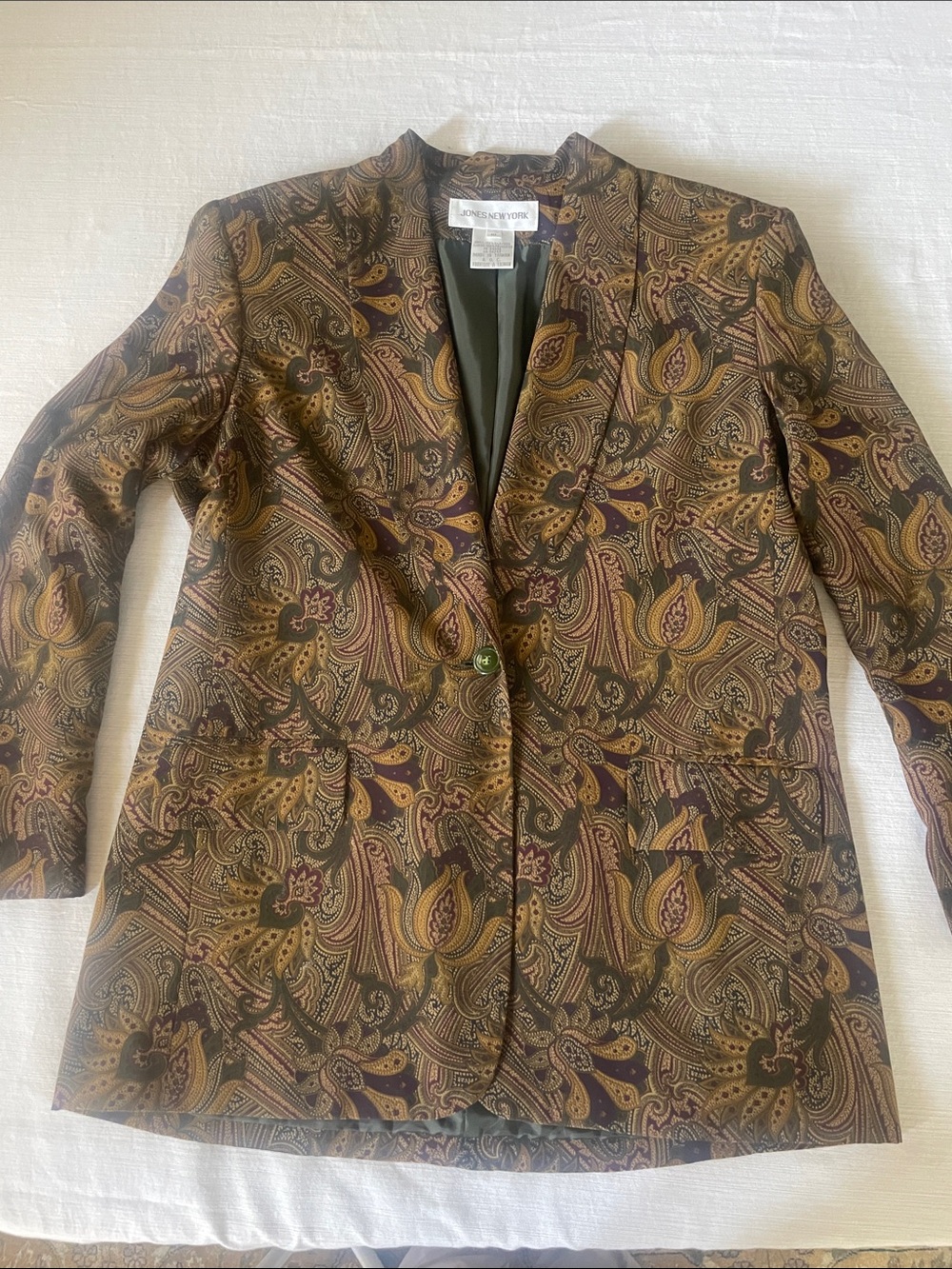 Jones New York Brown Paisley Single-Button Blazer